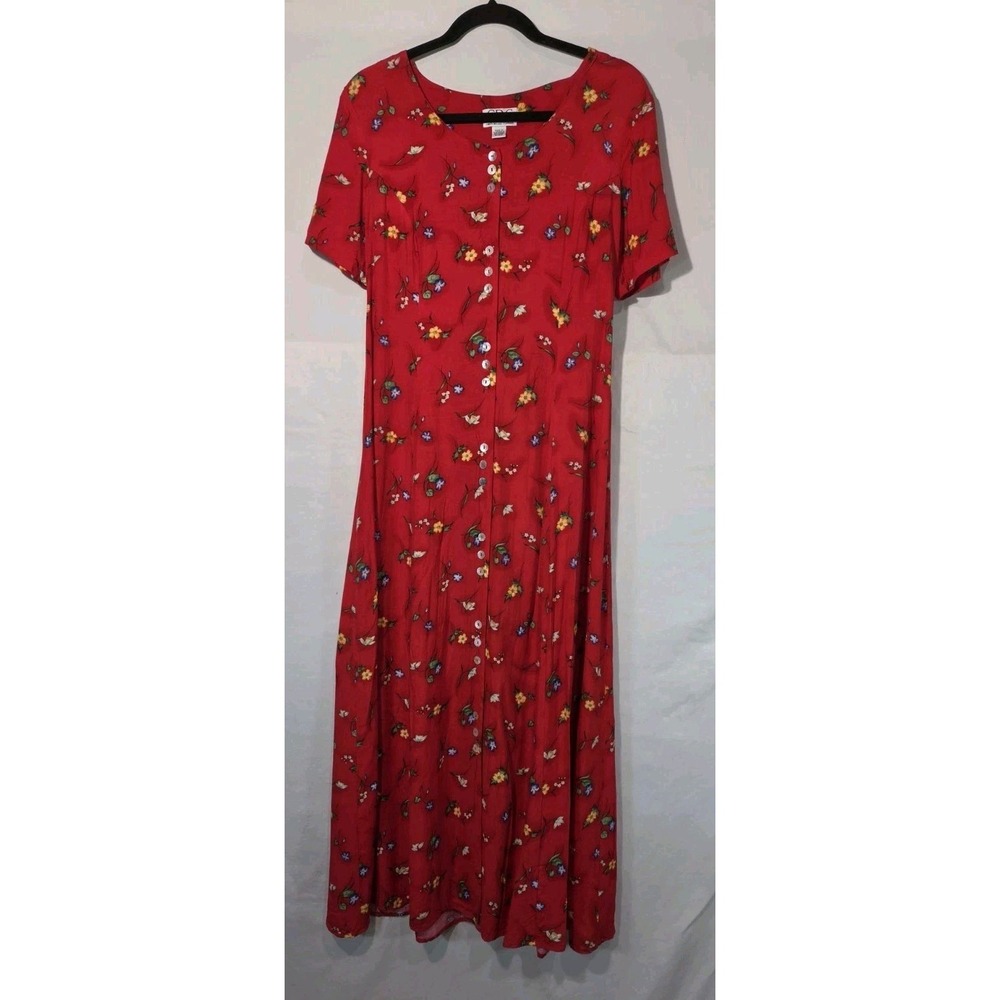 VTG CDC Caren Desiree Floral Dress Sz 12 Ankle Length USA Made 80s Cottagecore